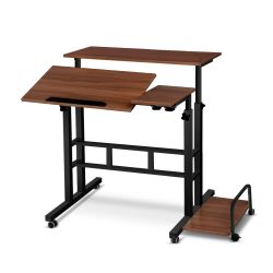 Artiss Laptop Desk Table Adjustable Dark Wood 80CM