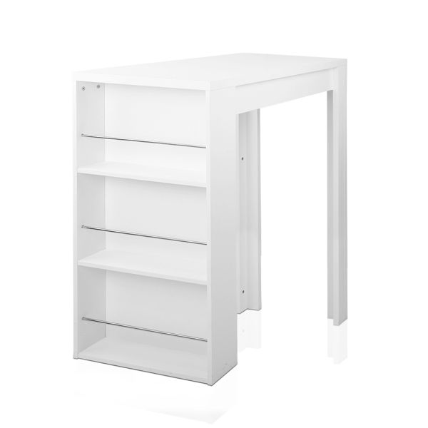 Artiss Bar Table 3-tier Storage Shelves White