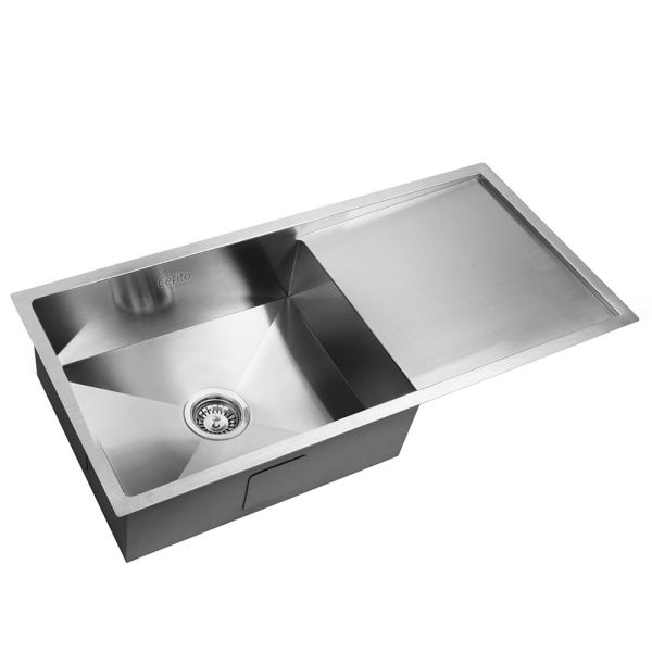 Cefito Kitchen Sink 96X45CM Stainless Steel Basin Single Bowl Laundry Silver