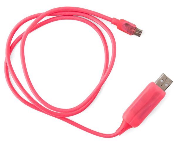 GENERIC 1m LED Light Up Visible Flowing Micro USB Charger Data Cable Pink Charging Cord for Samsung LG Android Mobile Phone