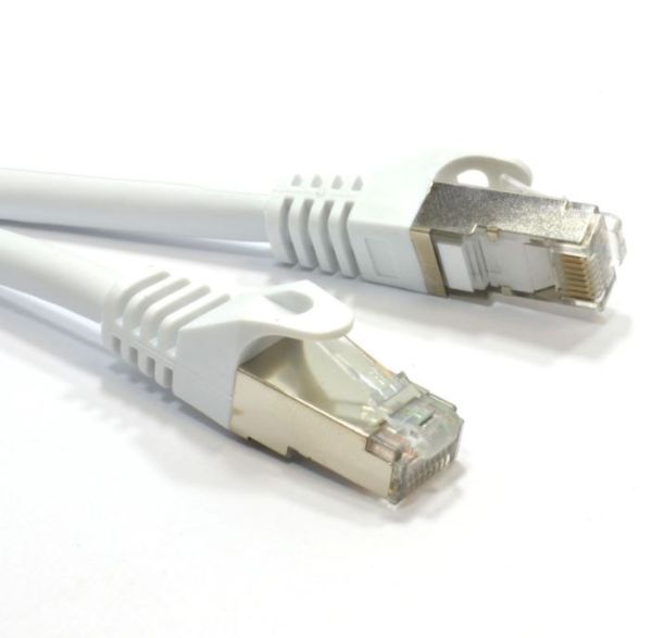 ASTROTEK CAT6A Shielded Cable 10m Grey/White Color 10GbE RJ45 Ethernet Network LAN S/FTP LSZH Cord 26AWG PVC Jacket