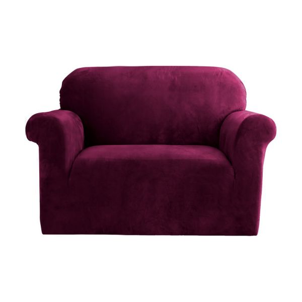 Artiss Sofa Cover Couch Covers 1 Seater Velvet Ruby Red