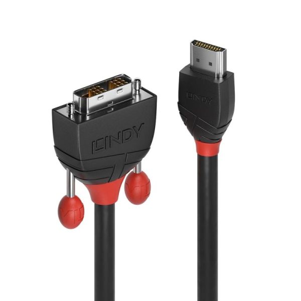 LINDY .5m HDMI-DVI-D Cable Black Line