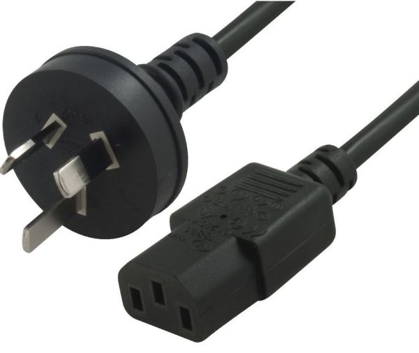 CABAC AU Power Cable 2m - Male Wall 240v PC to Power Socket 3pin to ICE 320-C13 for Notebook/ AC Adapter Black AU Certified Unbagged