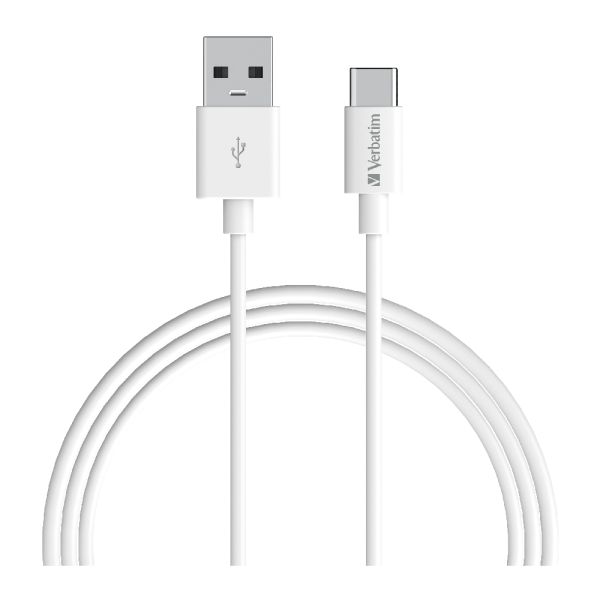 VERBATIM Charge & Sync USB-C Cable 2m - White USB C to USB A