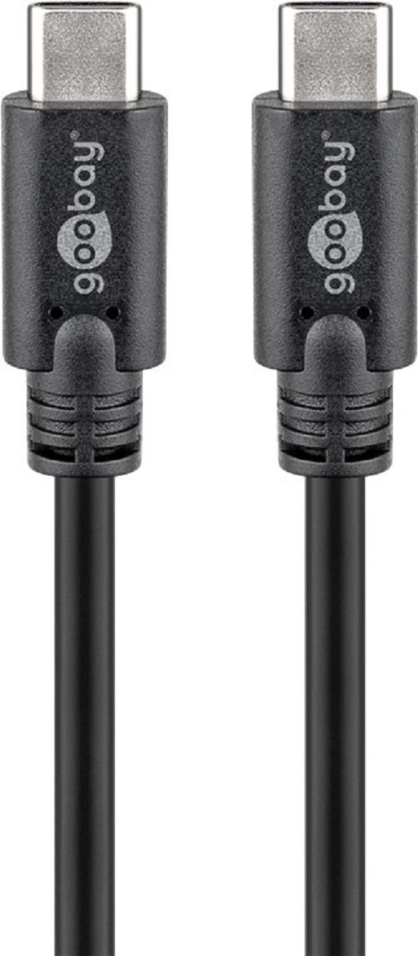 GOOBAY USB-C 3.2 Gen 1 USB C 1M Cable Male to Male Black - 5V Voltage, 3A, Nickel Material, Round Cable, Copper Inner Conductor Material