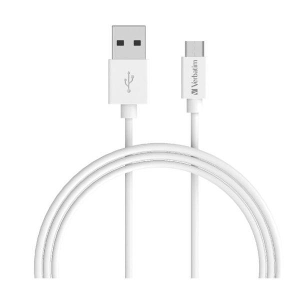 VERBATIM Charge & Sync microUSB Cable 1m - White