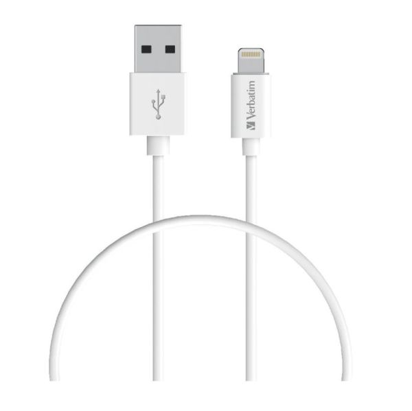 VERBATIM Charge & Sync USB-C Cable 1m - White USB C to USB A