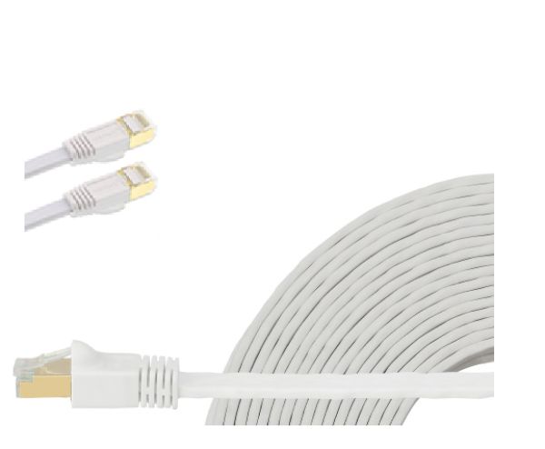 EDIMAX 0.5m White 40GbE Shielded CAT8 Network Cable - Flat