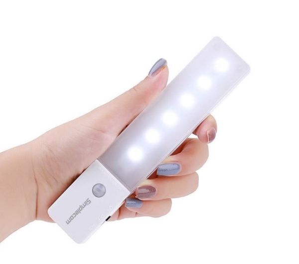 SIMPLECOM EL608 Rechargeable Infrared Motion Sensor Wall LED Night Light Torch - Cool White