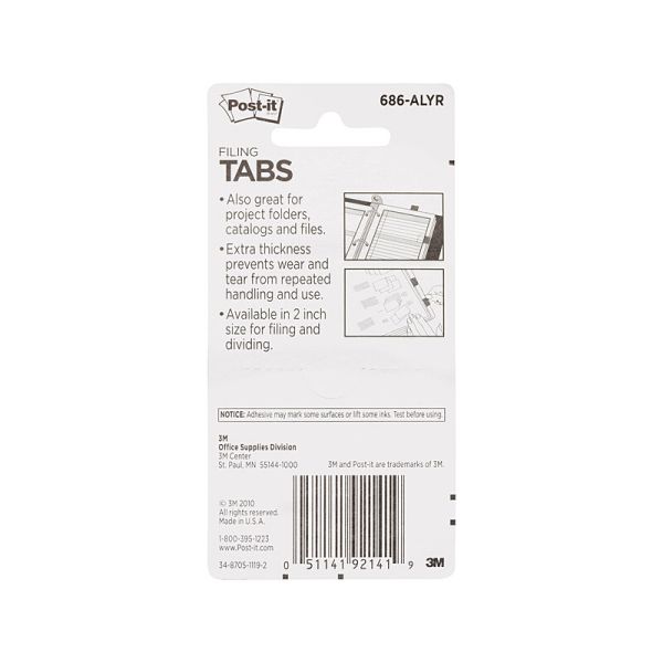 POST-IT Tabs 686ALYR Assorted Box of 6