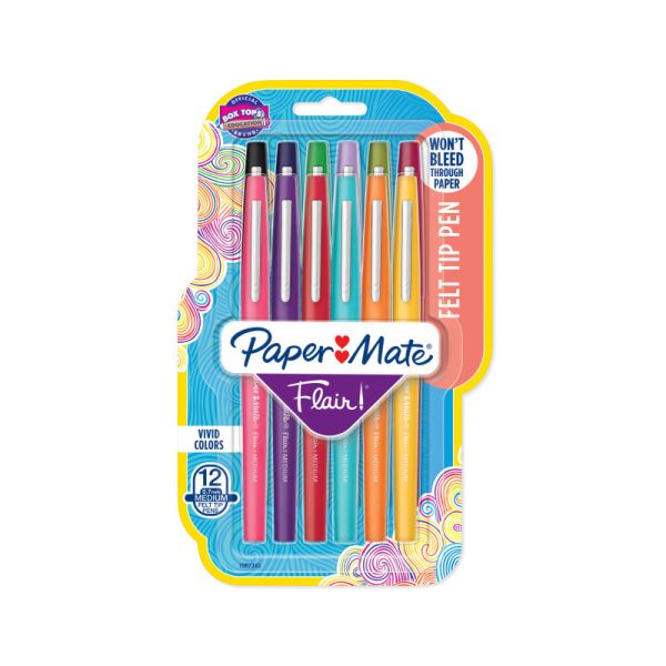 PAPER MATE Flair Felt Tip Ast Pack of 12 Box of 6