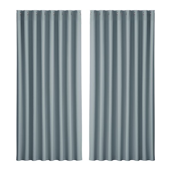 Artiss 2X Blockout Curtains Eyelet 300x230cm Grey