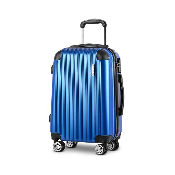Wanderlite 28 75cm Luggage Trolley Travel Suitcase Set Carry On Hard Case TSA Lock Lightweight Blue