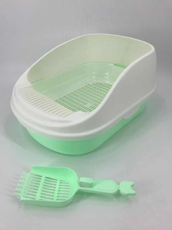 YES4PETS Large Portable Cat Toilet Litter Box Tray with Scoop and Grid Tray Green
