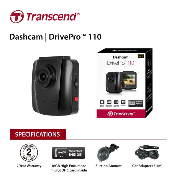 Transcend 16G DrivePro 110, 2.4 LCD, with Suction Mount