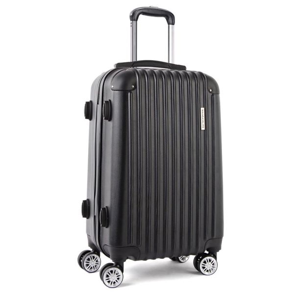 Wanderlite 28 75cm Luggage Trolley Travel Set Suitcase Carry On Hard Case TSA Lock Lightweight Black