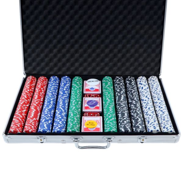 1000pcs Poker Chips Set Casino Texas Holdem Gambling Party Game Dice Cards Case