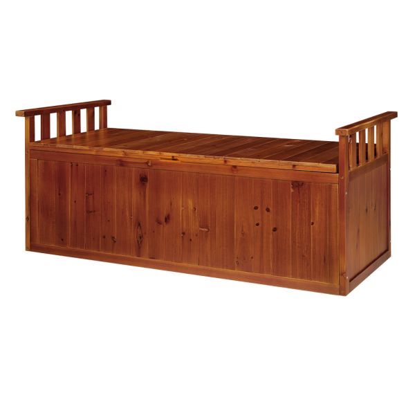 Gardeon Outdoor Storage Bench Box 129cm Wooden Garden Toy Chest Sheds Patio Furniture XL Natural