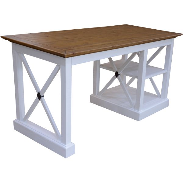 Beechworth Study Computer Desk 150cm Office Executive Table Pine Wood - Grey