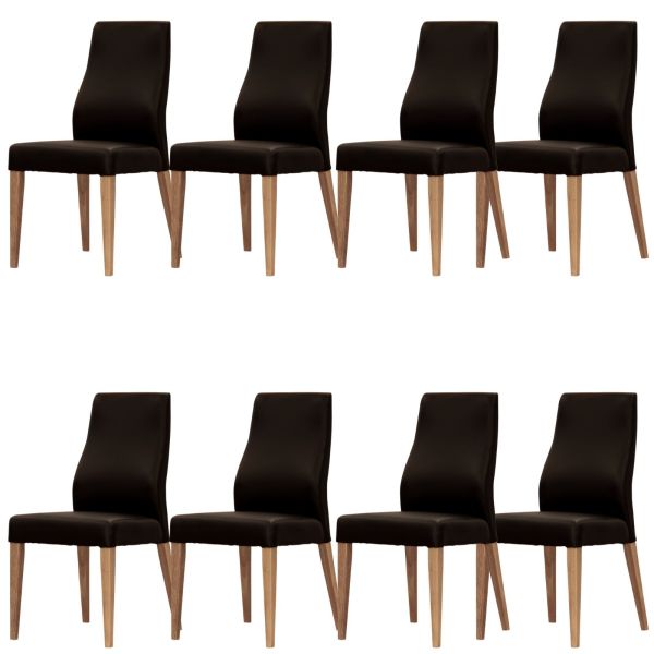 Rosemallow Dining Chair Set of 8 PU Leather Seat Solid Messmate Timber - Black