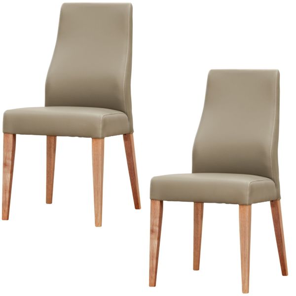 Rosemallow Dining Chair Set of 2 PU Leather Seat Solid Messmate Timber - Silver