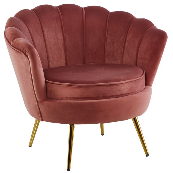 Bloomer Velvet Fabric Accent Sofa Love Chair - Rose Pink