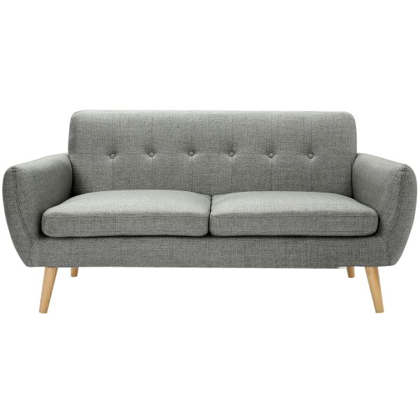 Dane 3 Seater Fabric Upholstered Sofa Lounge Couch - Mid Grey