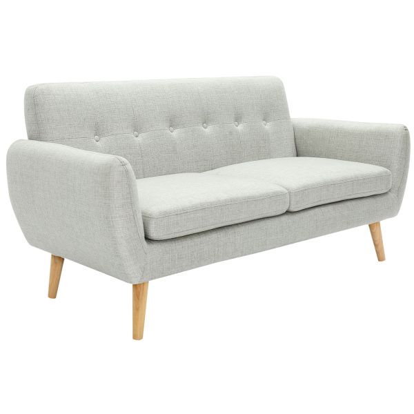 Dane 3 Seater Fabric Upholstered Sofa Lounge Couch - Light Grey