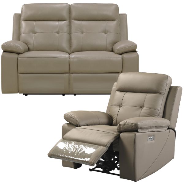 Kingsman 2 + 1 Seater Electric Recliner Sofa Genuine Leather Home Theater Lounge