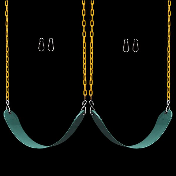 2 Pack Swings Seats Heavy Duty 66" Chain Plastic Coated Playground Swing