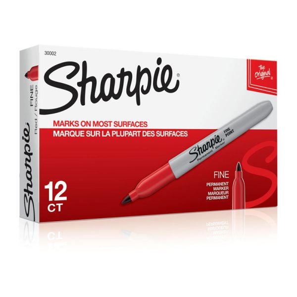 SHARPIE Fine Point Permanent Marker Red Box of 12