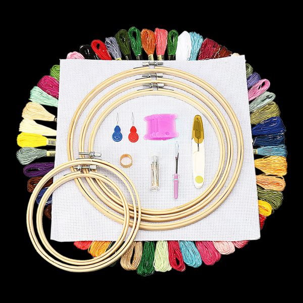 Embroidery Starter Kit Cross Stitch Kit DIY Hand Craft Stitch 50 Color Kit
