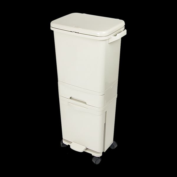 42L Rubbish Bin Waste Trash Can Pedal Recycling Kitchen Wheel 2 Compartment
