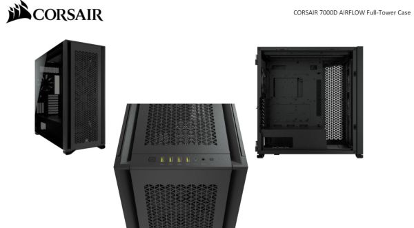 CORSAIR Obsidian 7000D AF Tempered Glass Mini-ITX, M-ATX, ATX, E-ATX Tower Case, USB 3.1 Type C, 10x 2.5, 6x 3.5 HDD. Black