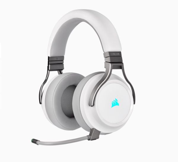 Corsair Virtuoso Wireless RGB White 7.1 Headset. High Fidelity Ultra Comfort, supports USB and 3.5mm Gaming Headset